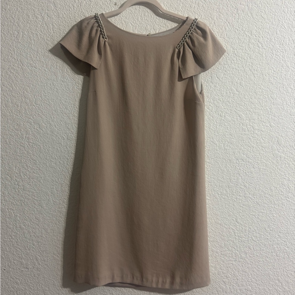 Zara Brown Ruffled Cap Sleeve Sheath Dress